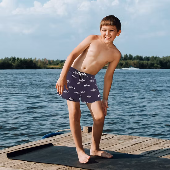 Pantalones cortos de playa para niños de secado rápido con cordón y forro de malla
