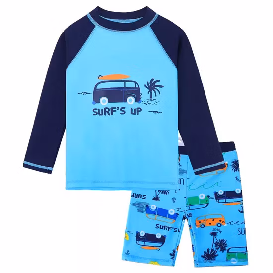Traje de baño de surf de dos piezas con cremallera frontal para niños Pantalones cortos para niños Traje de baño atlético de manga larga 203301